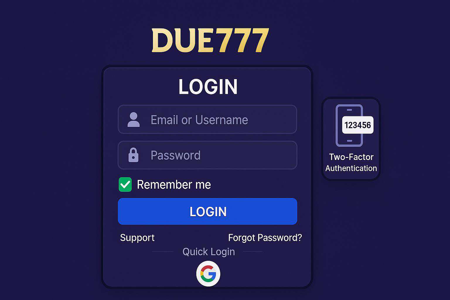 Criar uma nova Conta no plataforma DUE777